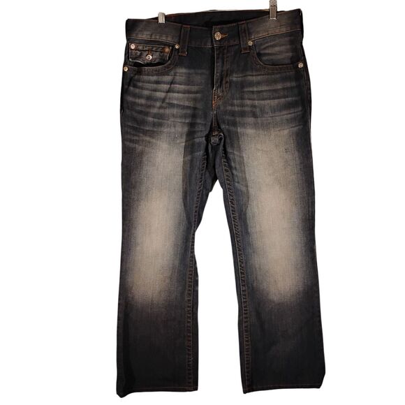 True Religion jeans mens 34x30 blue denim BILLY relaxed bootcut flap pockets - Picture 1 of 10